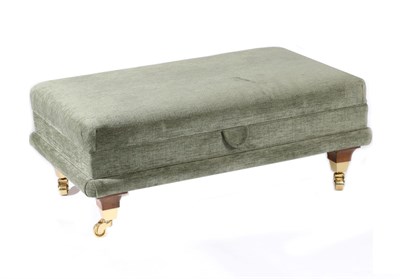 Lot 3131 - A Green Upholstered Oversized Foot Stool, modern, with hinged overstuffed seat enclosing a...