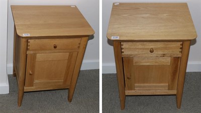 Lot 3146 - A Pair of John Lewis Essence Oak Bedside Tables, modern, each with single drawer above a...