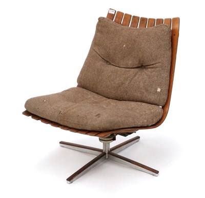 Lot 3184 - A 1960s Scandia Swivel Lounge Chair, designed by Hans Brattrud for Hove Mobler, with slatted...