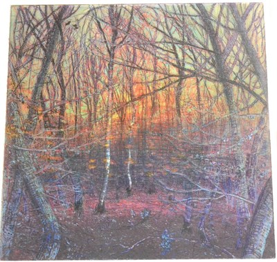 Lot 724 - Piers Browne (b.1949) "New Year's Day, Winter Dusk, Burnham Beeches " Signed, inscribed with...