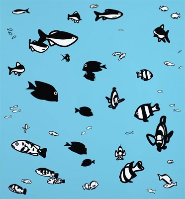 Lot 725 - Julian Opie (b.1958) "We Swam Amongst the Fishes " Signed and numbered 75/160 verso, screenprint on