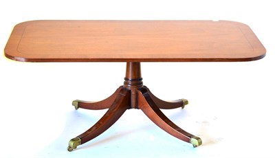 Lot 3054 - A Reproduction Mahogany, Crossbanded and Ebony Strung Coffee Table, in Regency style, of...