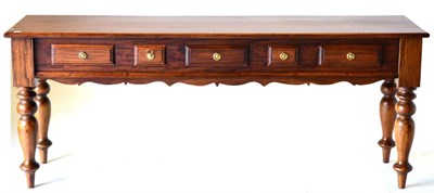 Lot 3094 - A Reproduction Hardwood Hall Table, of rectangular form, fitted with five assorted drawers and...