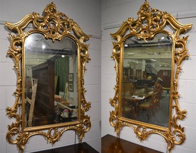 Lot 3121 - A Pair of 18th Century Style Gilt Mirrors, of recent date, with bevelled glass mirror plates within