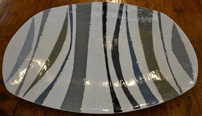 Lot 3122 - John Eaves (b.1929): A Large Glazed Pottery Plate, dated (19)57, shaped rectangular, 66cm diameter