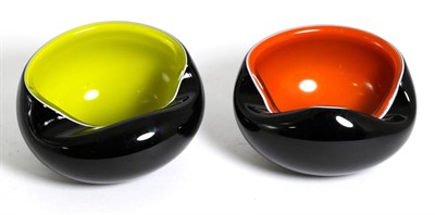 Lot 3129 - A 1950s Italian Black Glass Overlaid Ashtray, of circular form, with an orange interior and...