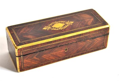 Lot 794 - A 19th Century French Kingwood and Brass Inlaid Glove Box, circa 1850, the lid quarter...