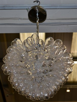 Lot 3154 - A Modern Multi Orb Hanging Light Fitting, of recent date, with chrome ceiling rose and chain,...