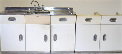 Lot 3165 - A Set of Four 1950s English Rose Kitchen Cabinets, comprising a sink top version with two...