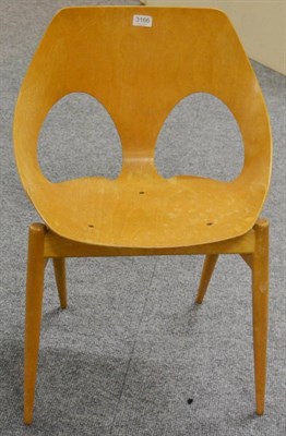 Lot 3166 - A 1970s Beechwood Chair, labelled Kandya, registered design 871266, of curved form, the seat...