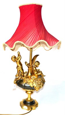 Lot 802 - A 19th Century French Bronze and Gilt Lamp Base, signed VITTOZ BRONZIER A PARIS, the pumpkin shaped