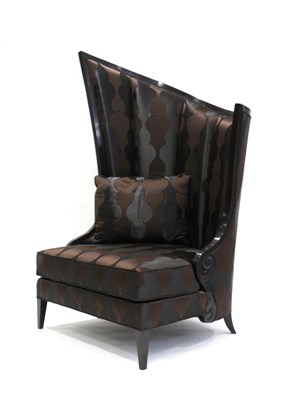 Lot 3186 - An Accent Easy Chair, by Christopher Guy, of recent date, upholstered in brown geometric...