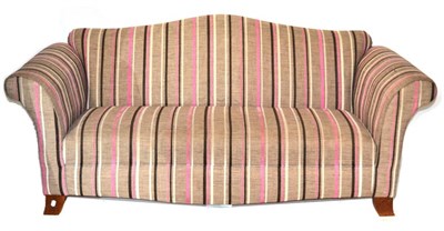 Lot 3203 - A Three-Seater Sofa, of modern date, labelled Technique 2000, upholstered in brown, pink and...