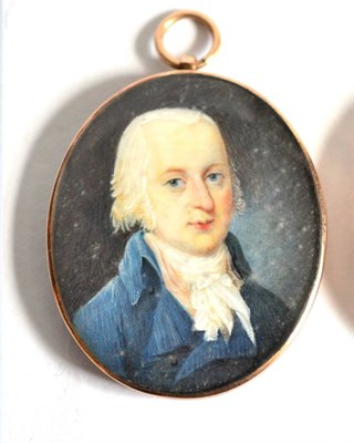 Lot 823 - English School, late 18th century: Portrait Miniature of a Gentleman, bust length, with white hair