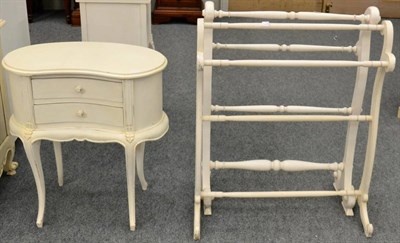 Lot 1039 - A Cream Painted Kidney Shaped Chest of recent date, with two drawers raised on cabriole legs,...
