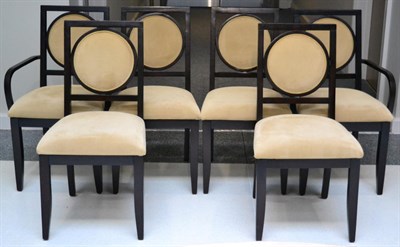 Lot 1081 - A Set of Six Chairs of recent date, upholstered in beige velvet with padded back support and...