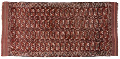 Lot 840 - Kizil Ayak Turkmen Carpet, 19th century Emirate of Bukhara The madder field of Tauk Nuska guls...