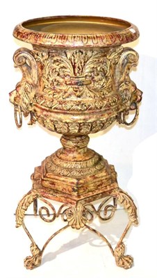 Lot 1088 - A Composition Garden Urn, 18th century style, of recent date, campana shaped form with acanthus...