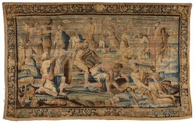 Lot 859 - 17th Century Goblin Tapestry Central France Woven in wool and silk, the scene depicting Moses...