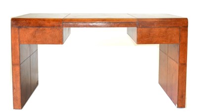 Lot 1141 - A Mufti Michael D'Souza: A Handmade Brown Leather Metro Desk of recent date, 144cm by 75cm by 78cm