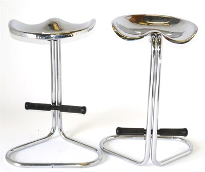 Lot 1147 - Attributed to Rodney Kinsman of OMK Design: A Pair of Chromed Tractor Seat Stools, circa...