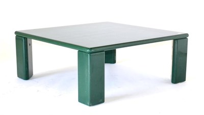 Lot 1153 - A 1970s Green Lacqured/Plastic Coffee Table, by repute purchased from Oscar Woolen, of square form