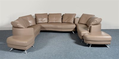 Lot 1158 - A Set of Three Modular Rolf Benz 250 Taupe Colour Nappa Leather Sofas, comprising a pair...