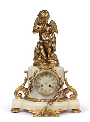 Lot 891 - An Ormolu and Marble Striking Mantel Clock, signed Charpentier A Paris, circa 1890, surmounted by a