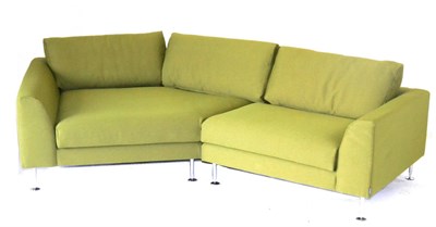 Lot 1162 - A Furninova Green Upholstered Blues Night Model Corner Sofa, of recent date, in two sections,...