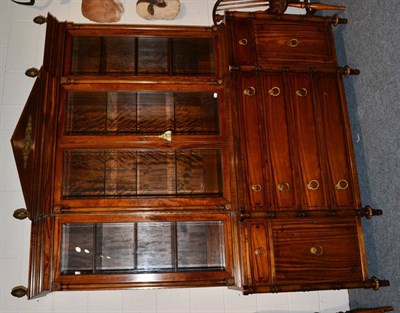Lot 1009 - A Regency Style Mahogany and Ebony Strung Breakfront Bookcase, of recent date, the...
