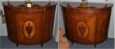 Lot 1013 - A Pair of Mahogany and Satinwood Commodes, in Adam style, of recent date, attributed to...