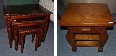 Lot 1014 - A Set of Three Reproduction Hardwood Nesting Tables, each of rectangular graduated form with...