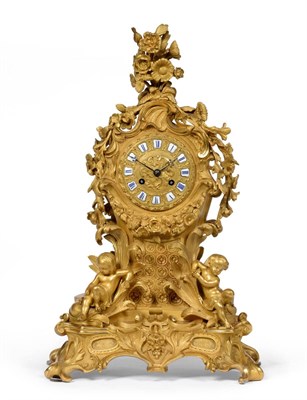 Lot 901 - A Good Ormolu Striking Mantel Clock, retailed by Silvany A Paris, circa 1850, the elaborate...