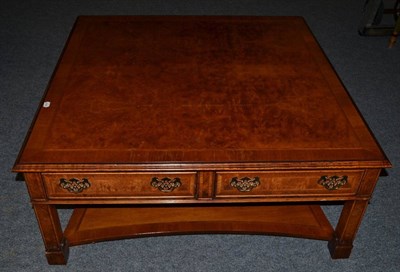 Lot 1025 - A Reproduction Burr Walnut Coffee Table, of large proportions, the crossbanded and...