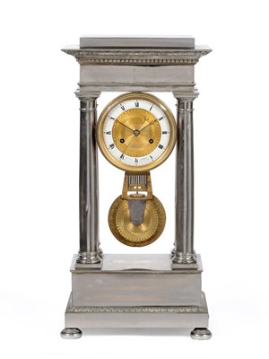 Lot 906 - A Rare Large Silvered Portico Striking Centre Seconds Table Regulator, signed Perrin A Paris,...