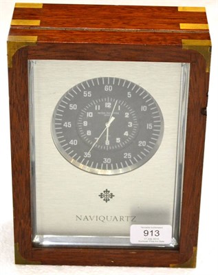 Lot 913 - A Mahogany Brass Bound Quartz Centre Seconds Timepiece, signed Patek Philippe, Naviquartz, 20th...