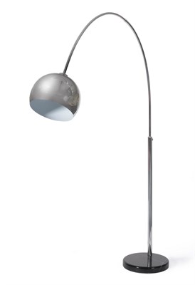 Lot 1080 - A Large Chrome Arco Style Adjustable Floor Standing Lamp, with a black and white circular...