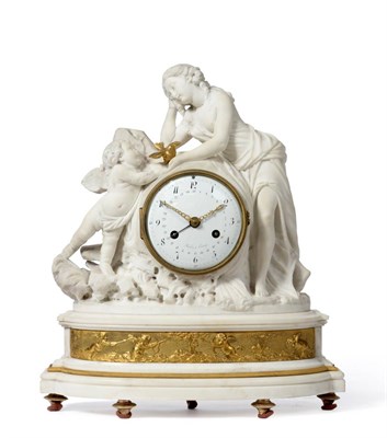 Lot 914 - A Ormolu Mounted and White Marble Calendar Striking Mantel Clock, signed Robin a Paris, circa 1790