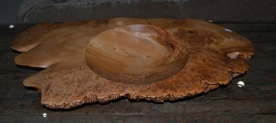 Lot 1100 - A Burr Elm Bowl, of large naturalistic form, the base stamped BURR ELM and dated 2006, 112cm