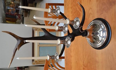 Lot 1112 - A Ten Point Silver Plated Candelabrum, of recent date, fitted with five candle sconces and...