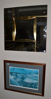 Lot 1119 - A Modern Gilt Bevelled Glass Mirror, of square form with four marginal plates, 80cm by 80cm,...