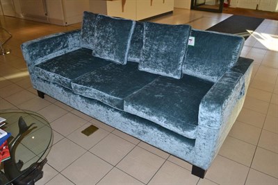 Lot 1138 - A Three-Seater Sofa, made by Sofa Workshop, Kings Road, London, upholstered in light blue plush...