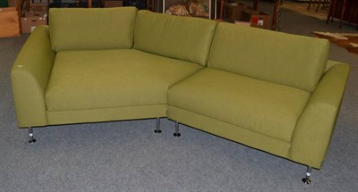 Lot 1147 - A Furninova Green Upholstered Blues Night Model Corner Sofa, of recent date, in two sections,...