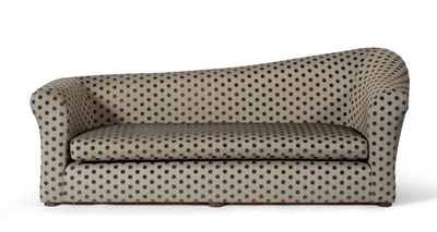 Lot 1207 - A Conran Sofa, upholstered in grey and brown Andrew Martin polka dot fabric, the curved back...