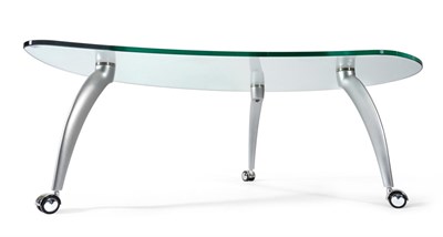 Lot 1214 - A Rolf Benz 8080 Rollitisch Glass Top Coffee Table, of recent date, of circular curved form, raised