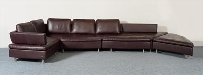 Lot 1218 - A Rolf Benz 540 Sofa System, in dyed burgundy nappa leather, in five sections, comprising...