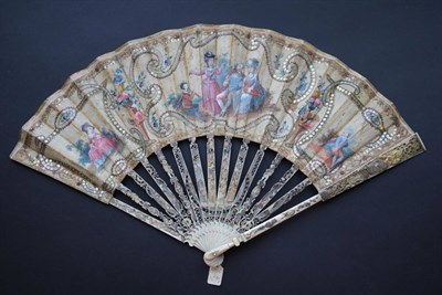 Lot 254 - The Musical Family: A Scarce Mid to Late 18th Century Fan, probably English, the leaf applied...