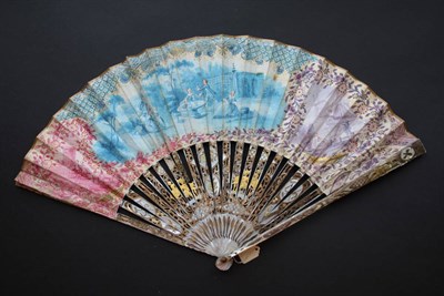 Lot 259 - The Country Garden: A French Mid-18th Century Mother-of-Pearl Fan, the guards and gorge...