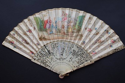 Lot 268 - The Sacrifice of Jephthah's Daughter: An 18th Century Ivory Fan, the monture carved and...