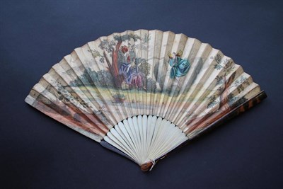Lot 277 - Flora and Zephyr: An Early 18th Century Printed Fan, with some additional colour and gilding,...